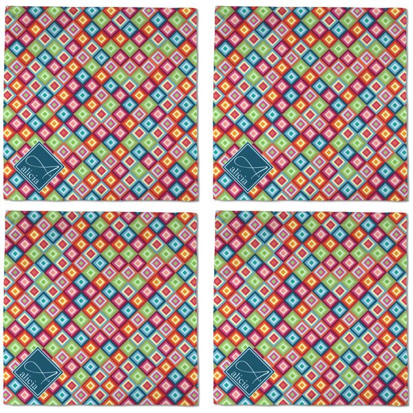 Retro Squares Cloth Napkins - Personalized Dinner (APPROVAL) Set of 4