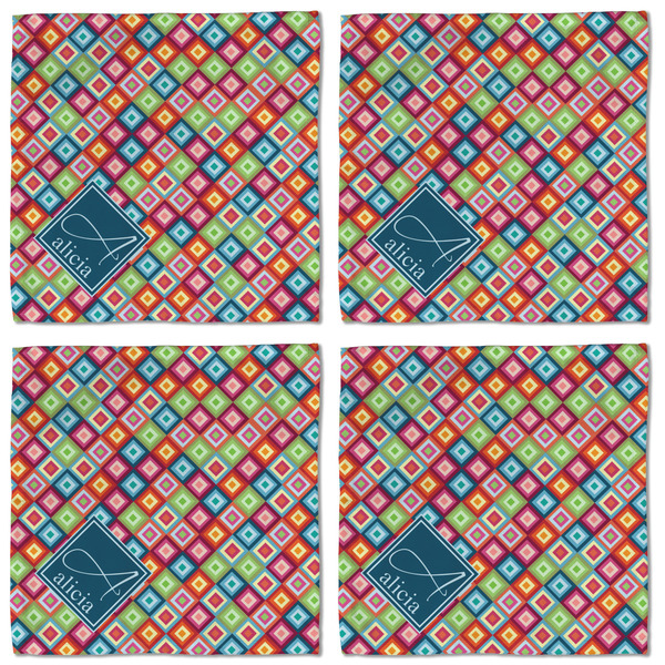 Retro Squares Cloth Napkins - Personalized Lunch (APPROVAL) Set of 4