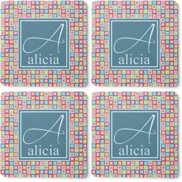 Retro Squares Coaster Rubber Back - Apvl