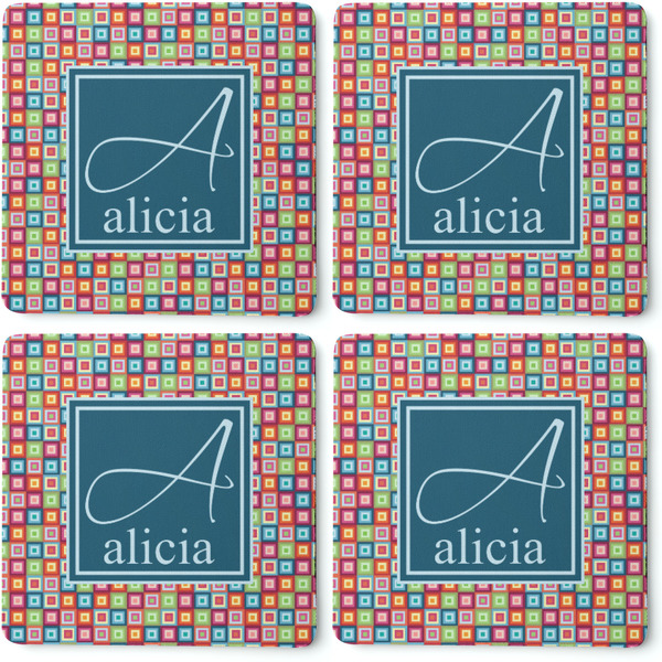 Retro Squares Coaster Rubber Back - Apvl