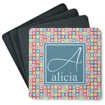 Retro Squares Square Rubber Backed Coasters - Set of 4 (Personalized)