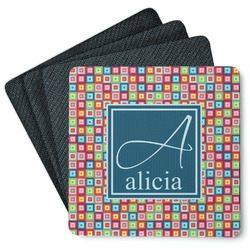 Retro Squares Square Rubber Backed Coasters - Set of 4 (Personalized)