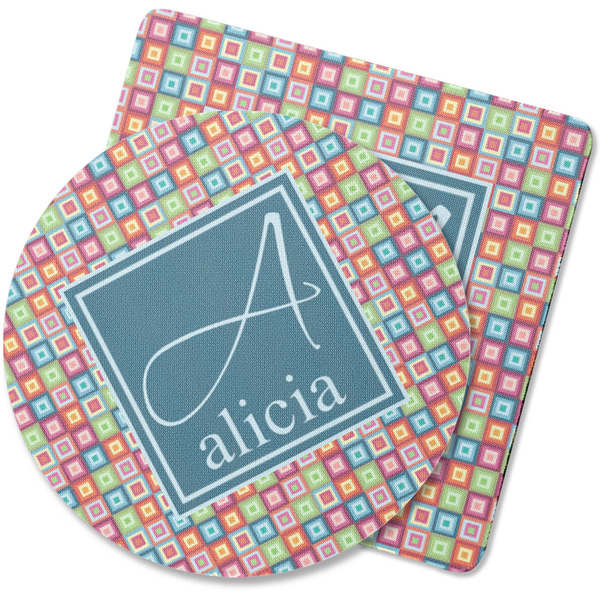 Custom Retro Squares Rubber Backed Coaster (Personalized)