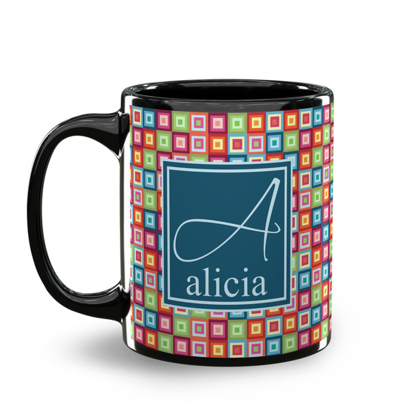 Retro Squares Coffee Mug - 11 oz - Black