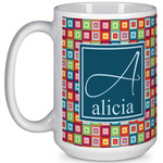 Retro Squares 15 Oz Coffee Mug - White (Personalized)