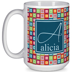 Retro Squares 15 Oz Coffee Mug - White (Personalized)
