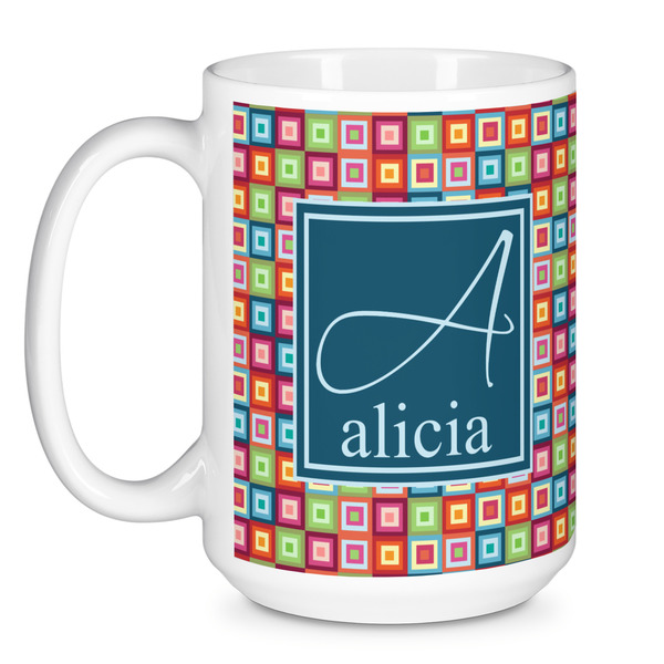 Retro Squares Coffee Mug - 15 oz - White