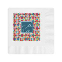 Retro Squares Coined Cocktail Napkins (Personalized)