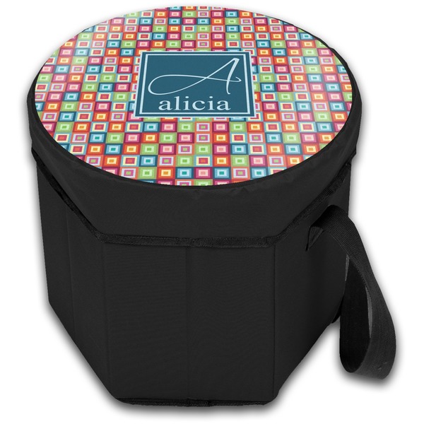 Retro Squares Collapsible Personalized Cooler & Seat (Closed)