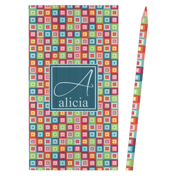 Retro Squares Colored Pencils - Front View
