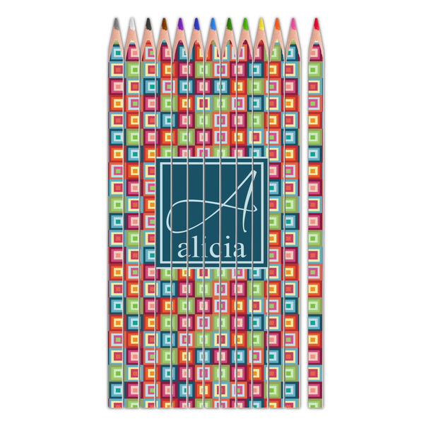 Custom Retro Squares Colored Pencils (Personalized)