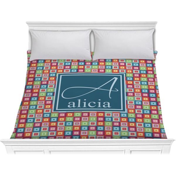 Custom Retro Squares Comforter - King (Personalized)