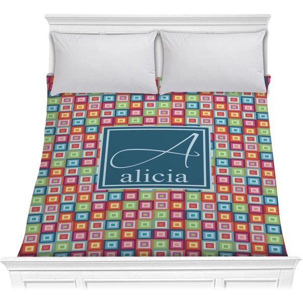 Custom Retro Squares Comforter - Full / Queen (Personalized)