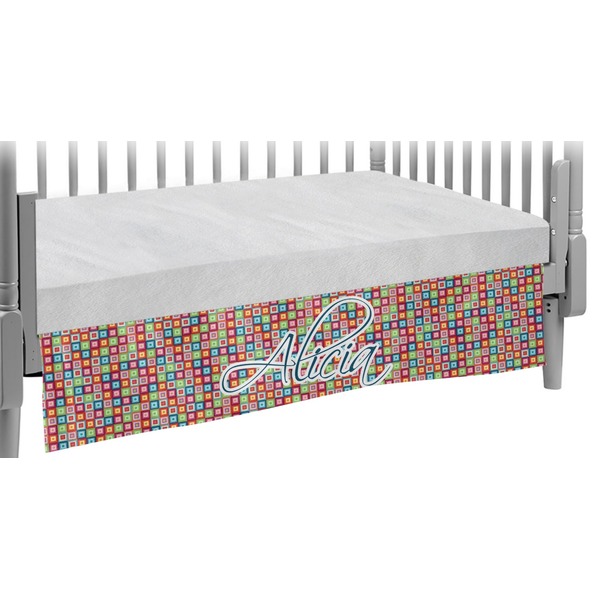 Custom Retro Squares Crib Skirt (Personalized)