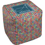 Retro Squares Cube Pouf Ottoman - 18" (Personalized)
