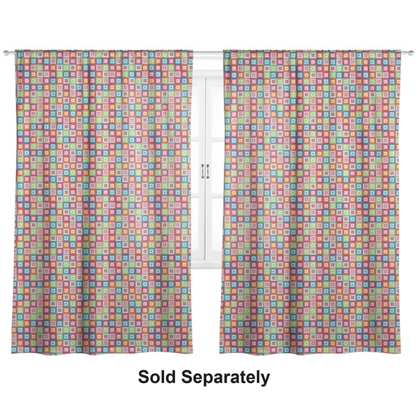 Custom Retro Squares Curtain Panel - Custom Size