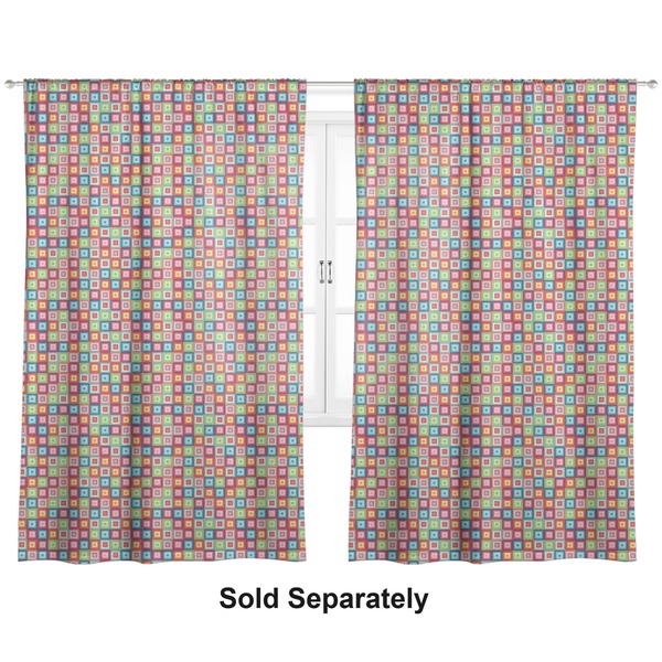 Retro Squares Curtain 112x80 - Lined