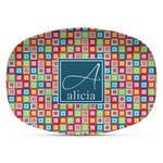 Retro Squares Plastic Platter - Microwave & Oven Safe Composite Polymer (Personalized)