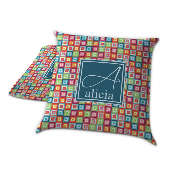 Retro Squares Decorative Pillow Case - TWO
