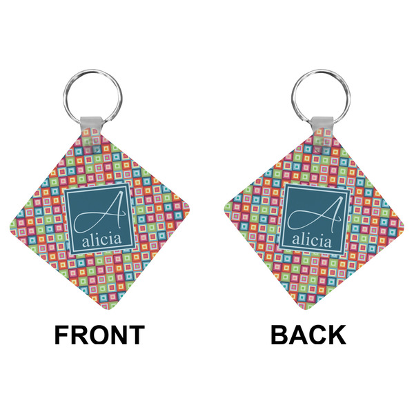 Retro Squares Diamond Keychain (Front + Back)