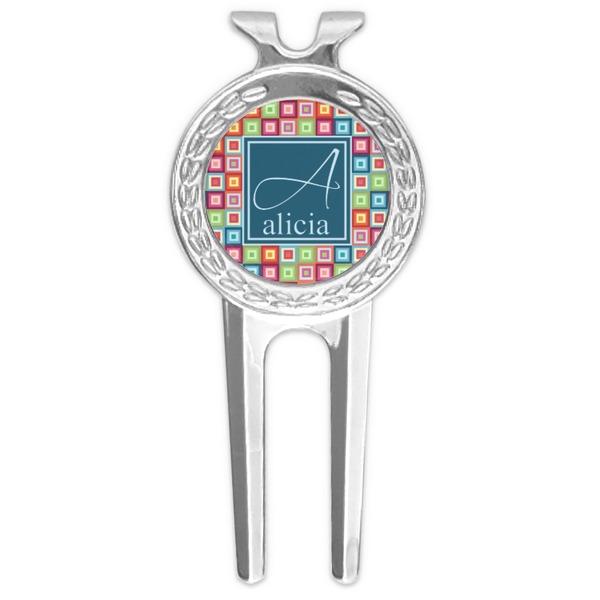 Custom Retro Squares Golf Divot Tool & Ball Marker (Personalized)