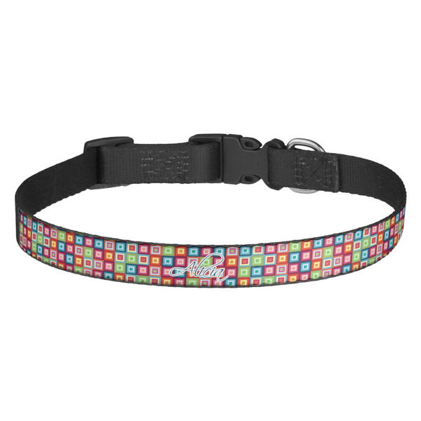 Custom Retro Squares Dog Collar (Personalized)
