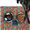 Retro Squares Dog Food Mat - Large LIFESTYLE