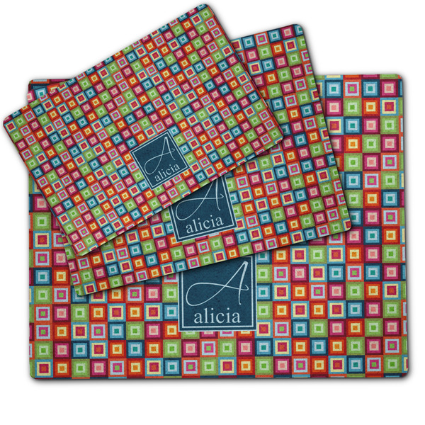 Retro Squares Dog Food Mat - MAIN (sm, med, lrg)