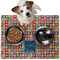 Retro Squares Dog Food Mat - Medium w/ Name and Initial