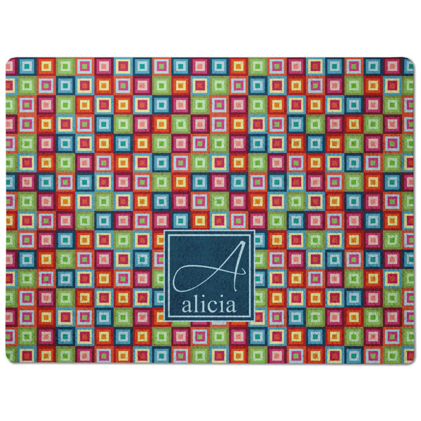 Retro Squares Dog Food Mat - Medium without bowls