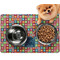 Retro Squares Dog Food Mat - Small w/ Name and Initial