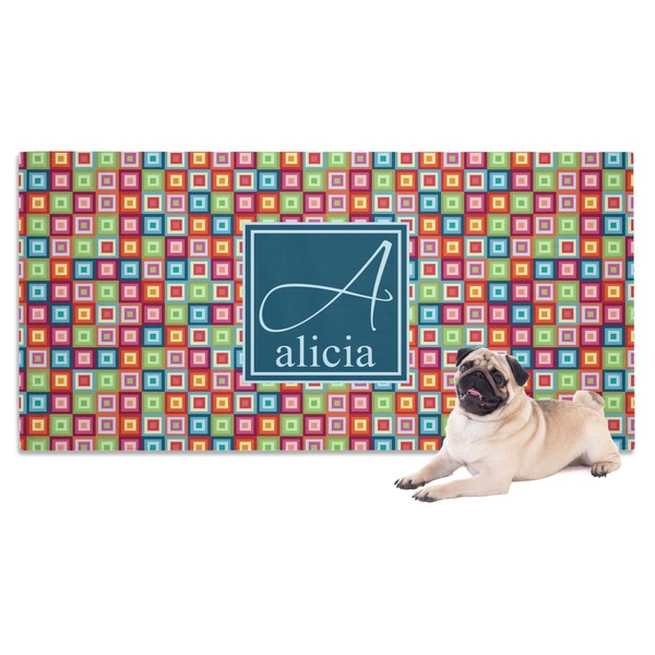 Custom Retro Squares Dog Towel (Personalized)