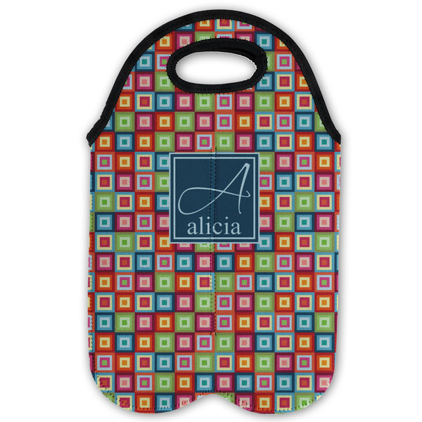 Retro Squares Double Wine Tote - Flat (new)