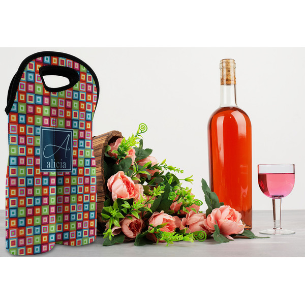 Retro Squares Double Wine Tote - LIFESTYLE (new)