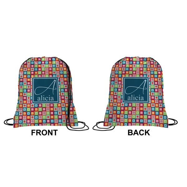 Retro Squares Drawstring Backpack