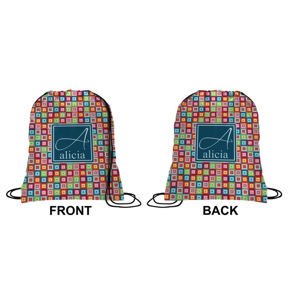 Retro Squares Drawstring Backpack Front & Back Small