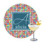 Retro Squares Printed Drink Topper - 3.25" (Personalized)