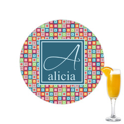 Retro Squares Printed Drink Topper - 2.15" (Personalized)