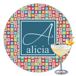 Retro Squares Printed Drink Topper - 3.5" (Personalized)
