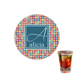 Retro Squares Printed Drink Topper - 1.5" (Personalized)