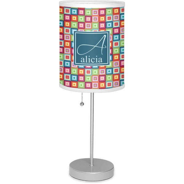 Custom Retro Squares 7" Drum Lamp with Shade Linen (Personalized)