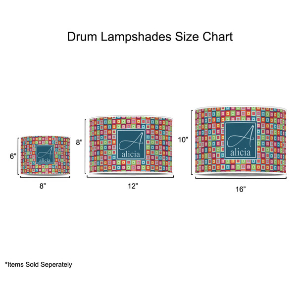 Retro Squares Drum Lampshades - Sizing Chart