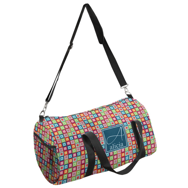 Custom Retro Squares Duffel Bag - Large (Personalized)