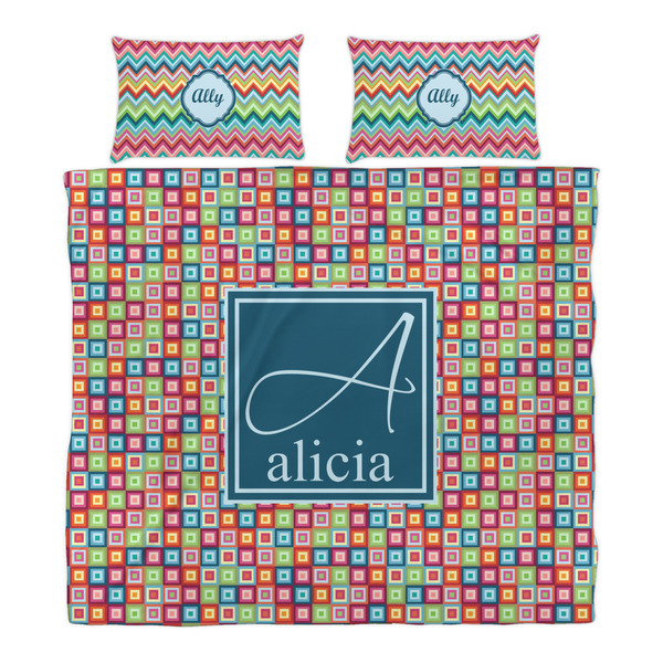 Retro Squares Duvet Cover Set - King - Alt Approval