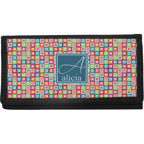 Custom Retro Squares Canvas Checkbook Cover (Personalized)