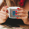 Retro Squares Espresso Cup - 6oz (Double Shot) LIFESTYLE (Woman hands cropped)
