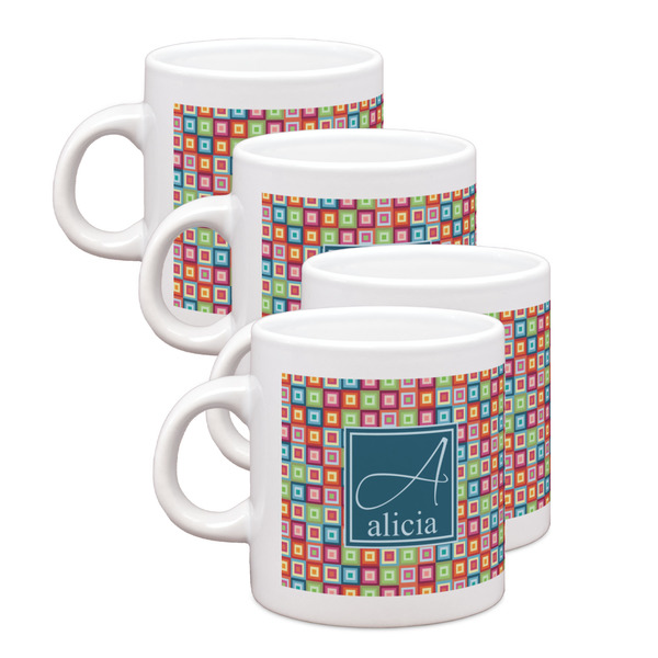 Custom Retro Squares Single Shot Espresso Cups - Set of 4 (Personalized)