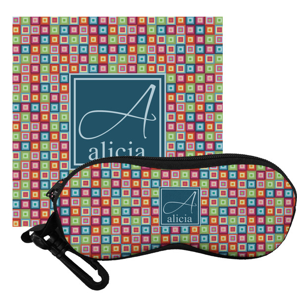 Custom Retro Squares Eyeglass Case & Cloth (Personalized)