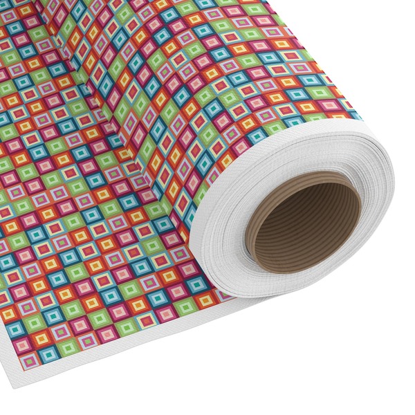 Custom Retro Squares Fabric by the Yard - Spun Polyester Poplin