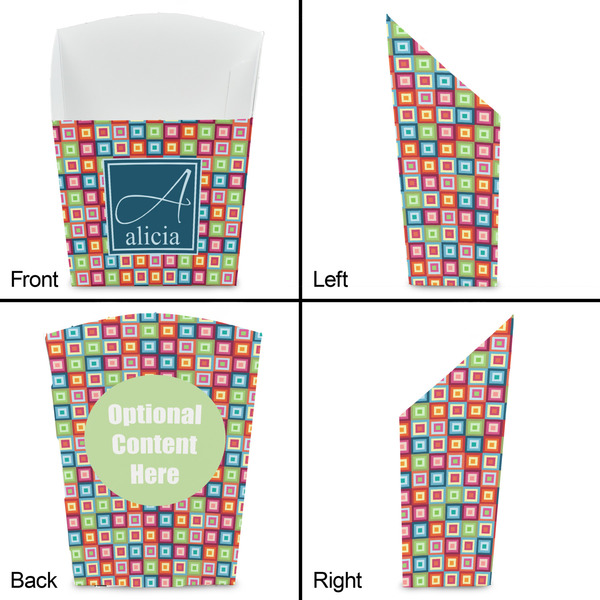 Retro Squares French Fry Favor Box - Front & Back View